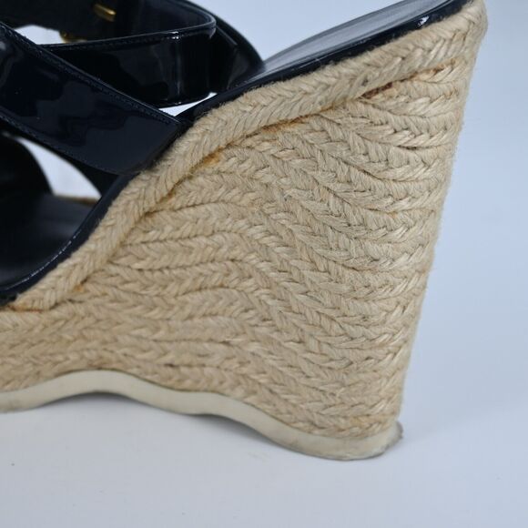 Yves Saint Laurent | Patent Leather Straw Platform Wedges Size: 39 - Picture 6 of 6